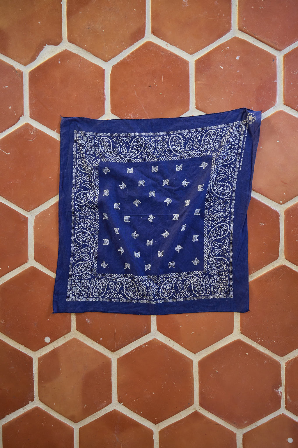 Vintage Wamcraft Navy Blue Bandana, Made in USA