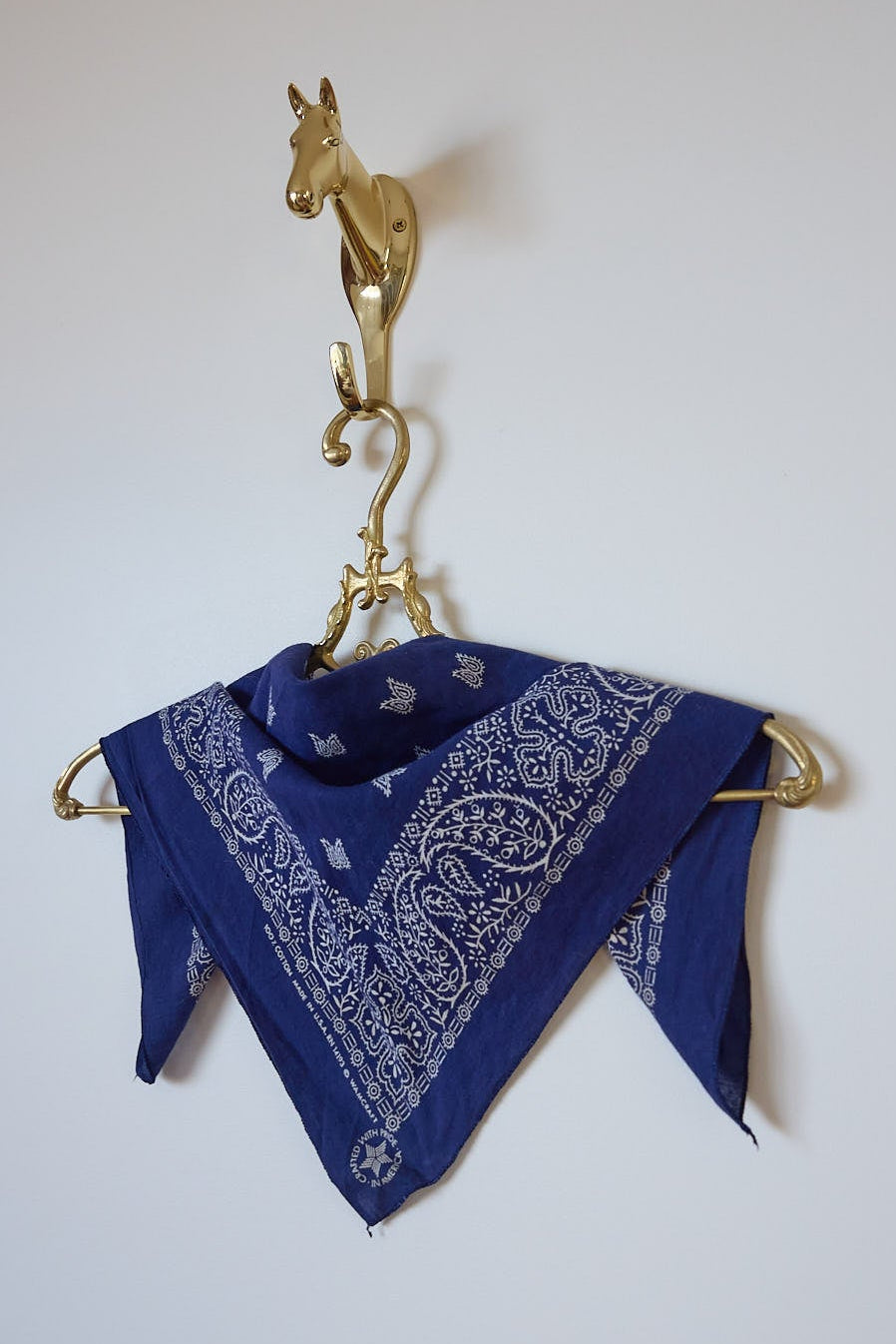 Vintage Wamcraft Navy Blue Bandana, Made in USA