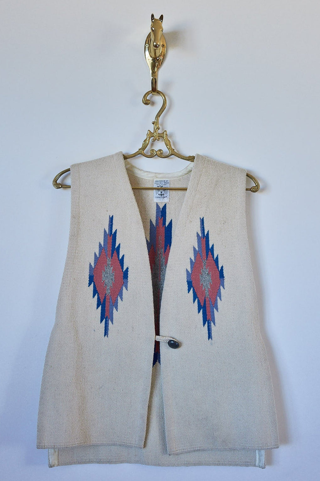 Vintage Ortega’s Handwoven Chimayo Wool Vest, Made in New Mexico