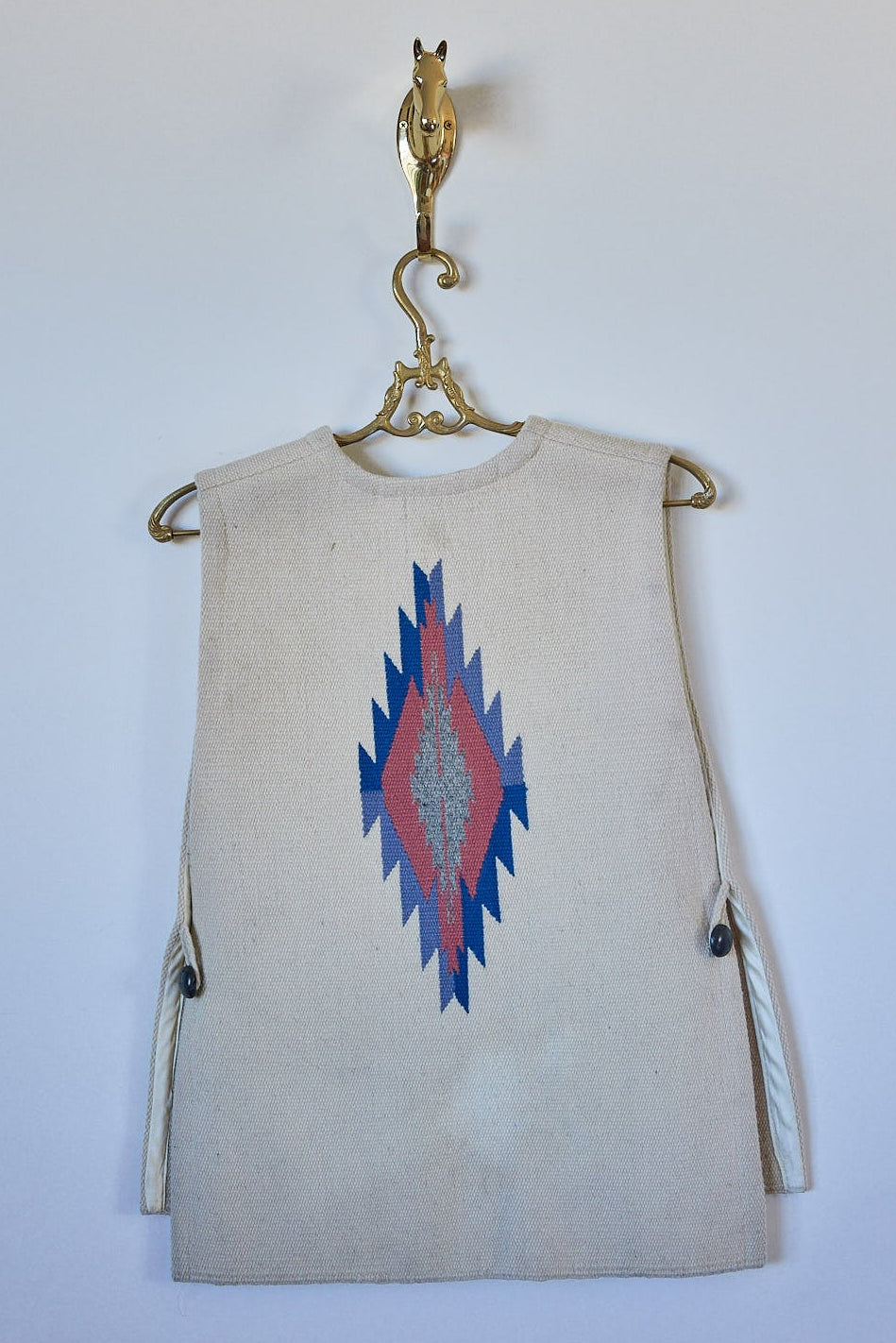 Vintage Ortega’s Handwoven Chimayo Wool Vest, Made in New Mexico