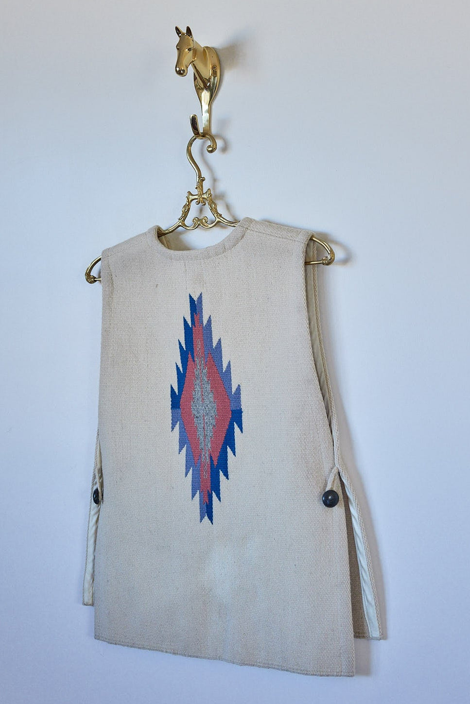 Vintage Ortega’s Handwoven Chimayo Wool Vest, Made in New Mexico