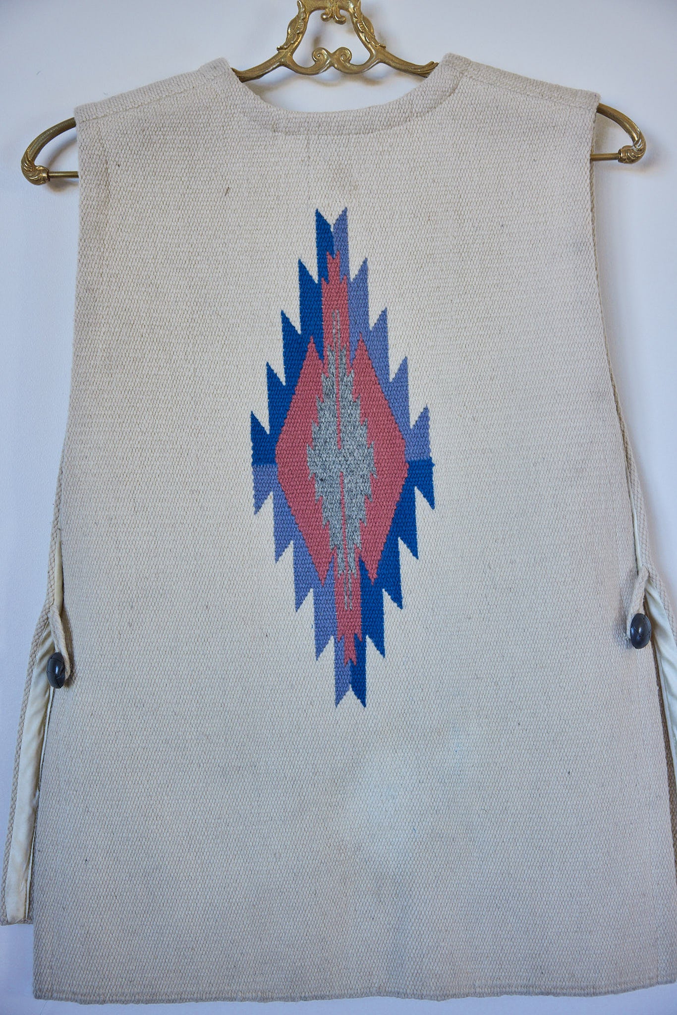 Vintage Ortega’s Handwoven Chimayo Wool Vest, Made in New Mexico