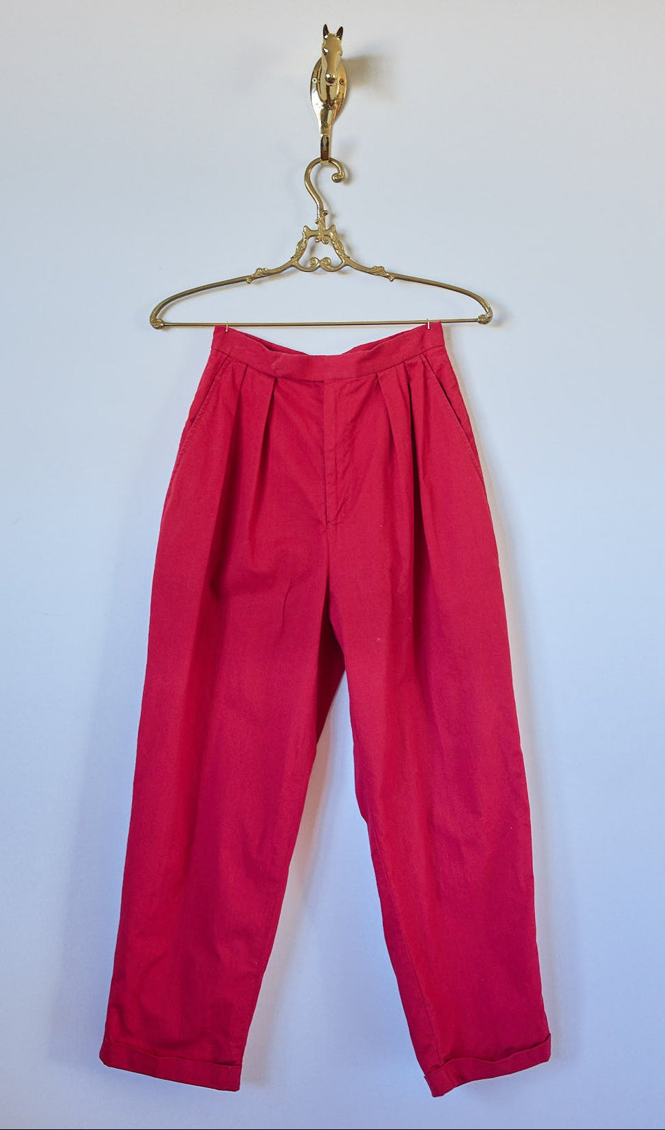 Vintage Ralph Lauren Pleated Red Cotton Pants with Pockets