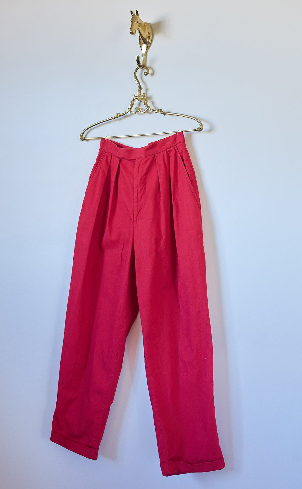 Vintage Ralph Lauren Pleated Red Cotton Pants with Pockets