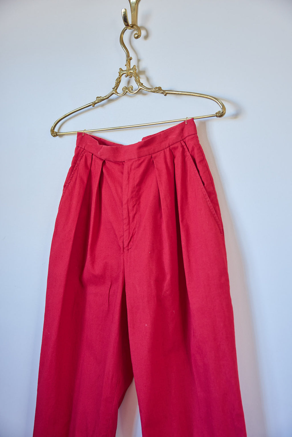 Vintage Ralph Lauren Pleated Red Cotton Pants with Pockets