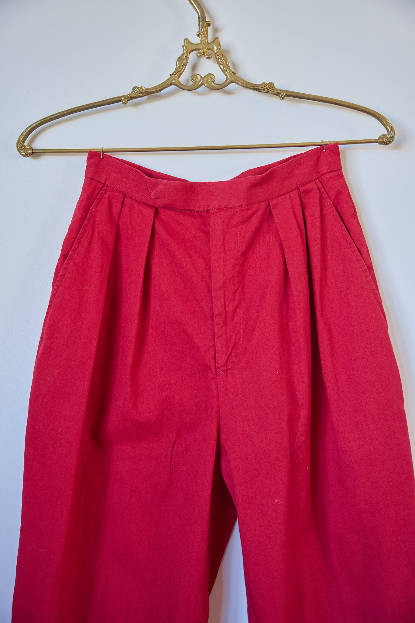 Vintage Ralph Lauren Pleated Red Cotton Pants with Pockets