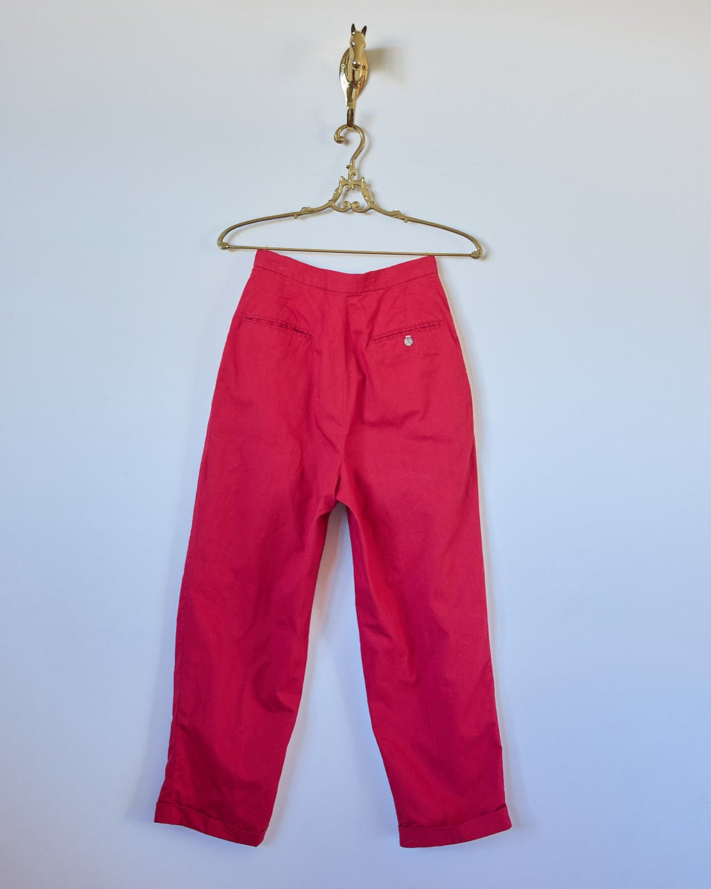 Vintage Ralph Lauren Pleated Red Cotton Pants with Pockets