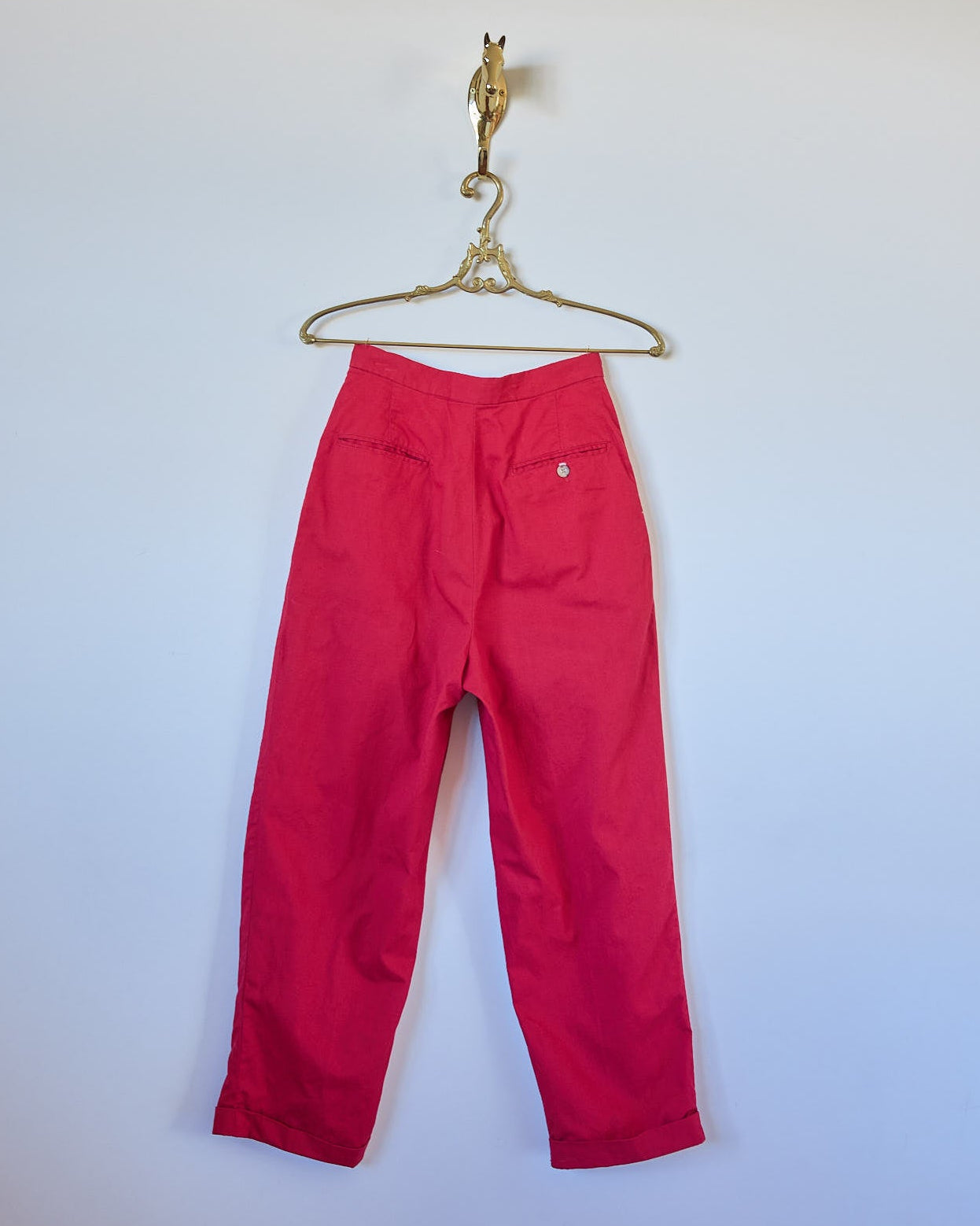 Vintage Ralph Lauren Pleated Red Cotton Pants with Pockets