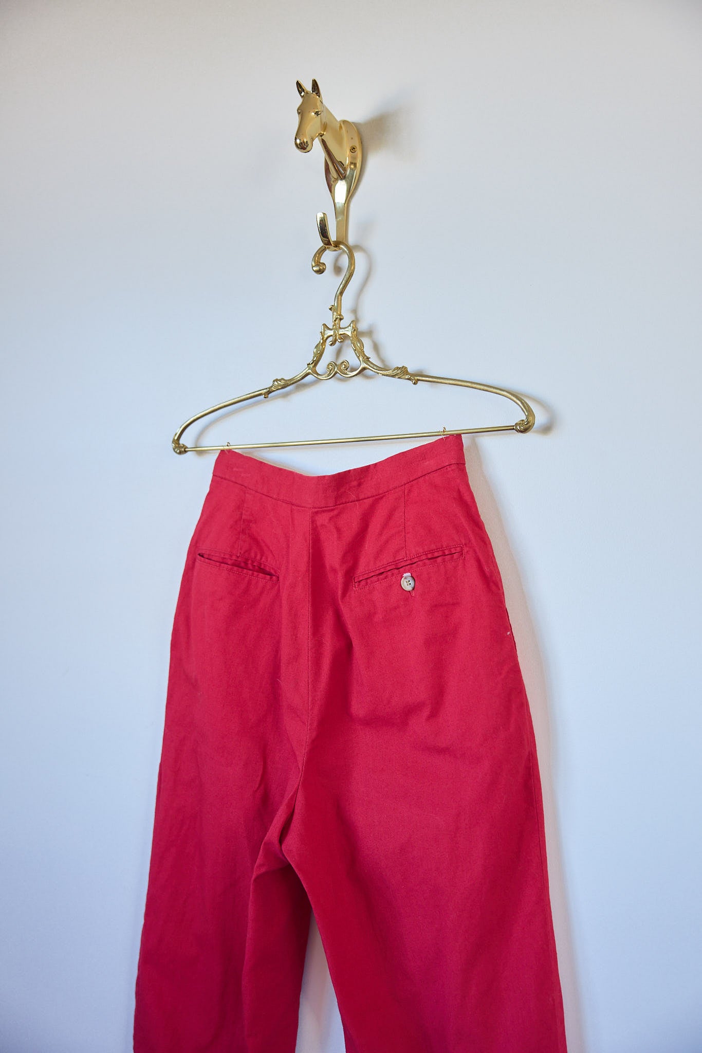 Vintage Ralph Lauren Pleated Red Cotton Pants with Pockets