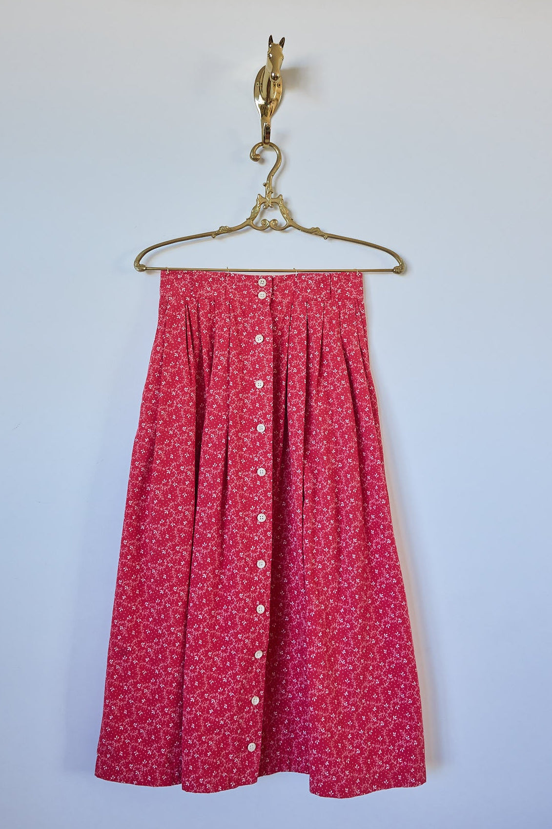 Vintage Ralph Lauren Red Floral Cotton Skirt