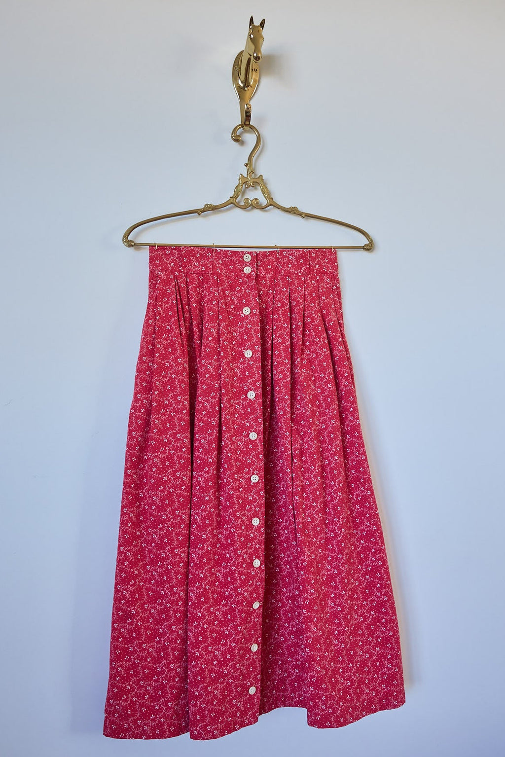 Vintage Ralph Lauren Red Floral Cotton Skirt