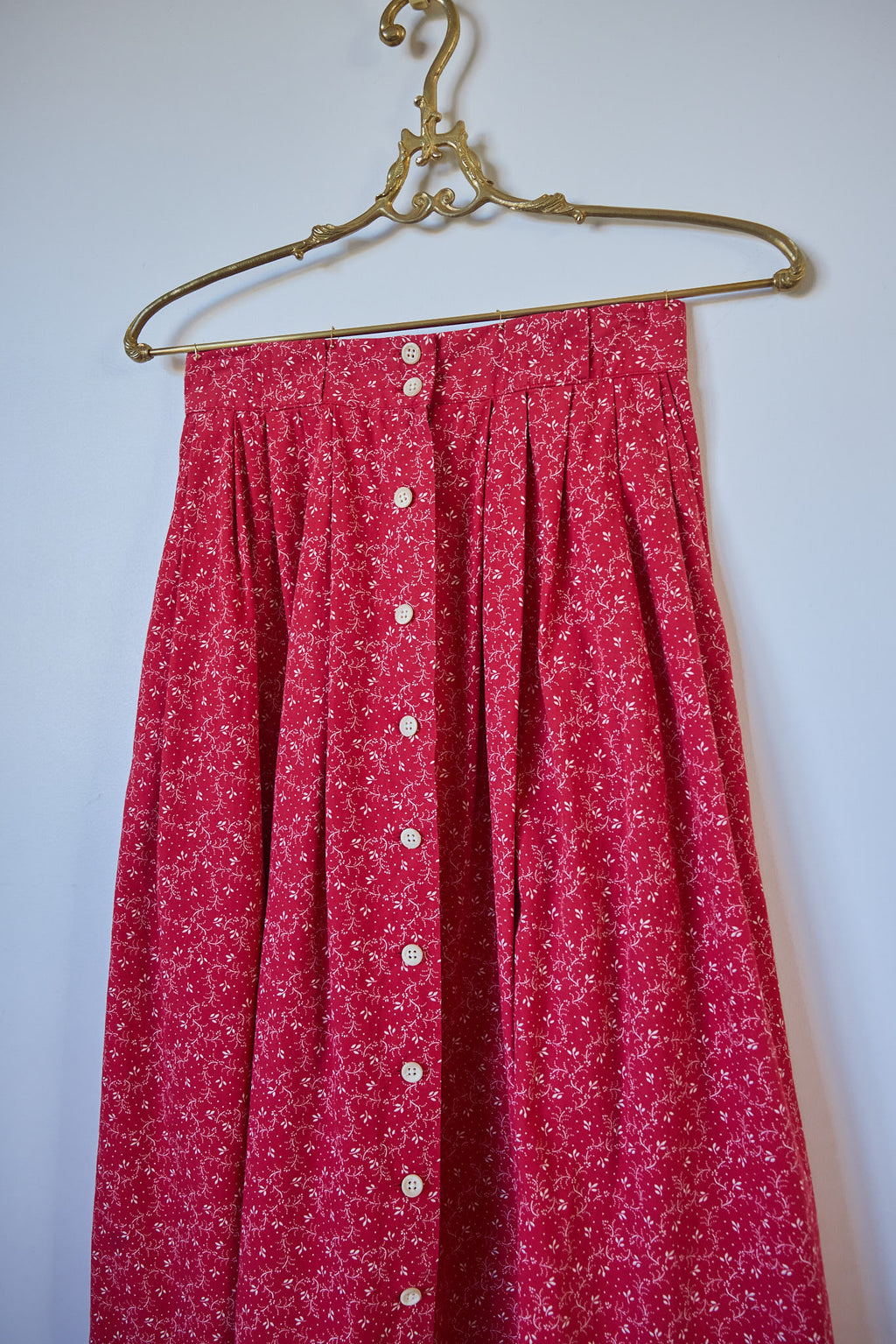 Vintage Ralph Lauren Red Floral Cotton Skirt