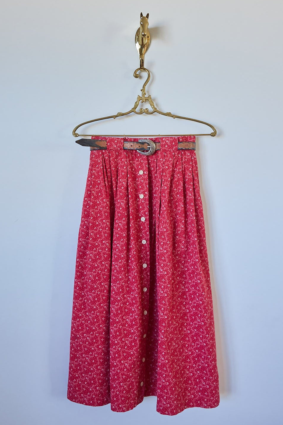 Vintage Ralph Lauren Red Floral Cotton Skirt