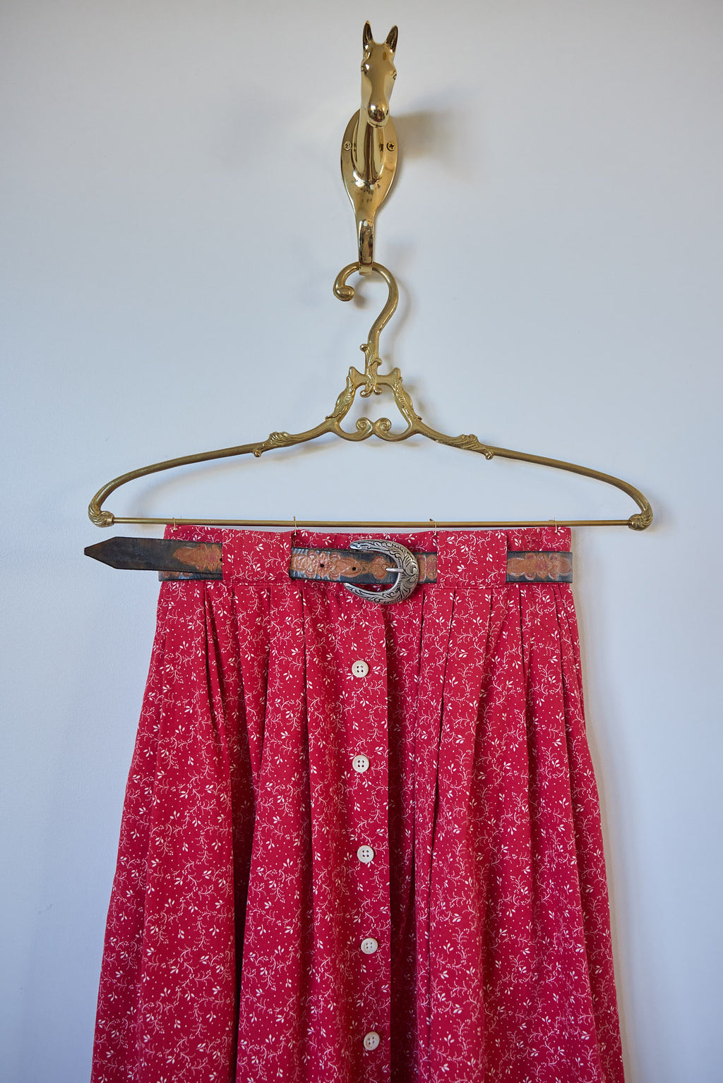Vintage Ralph Lauren Red Floral Cotton Skirt