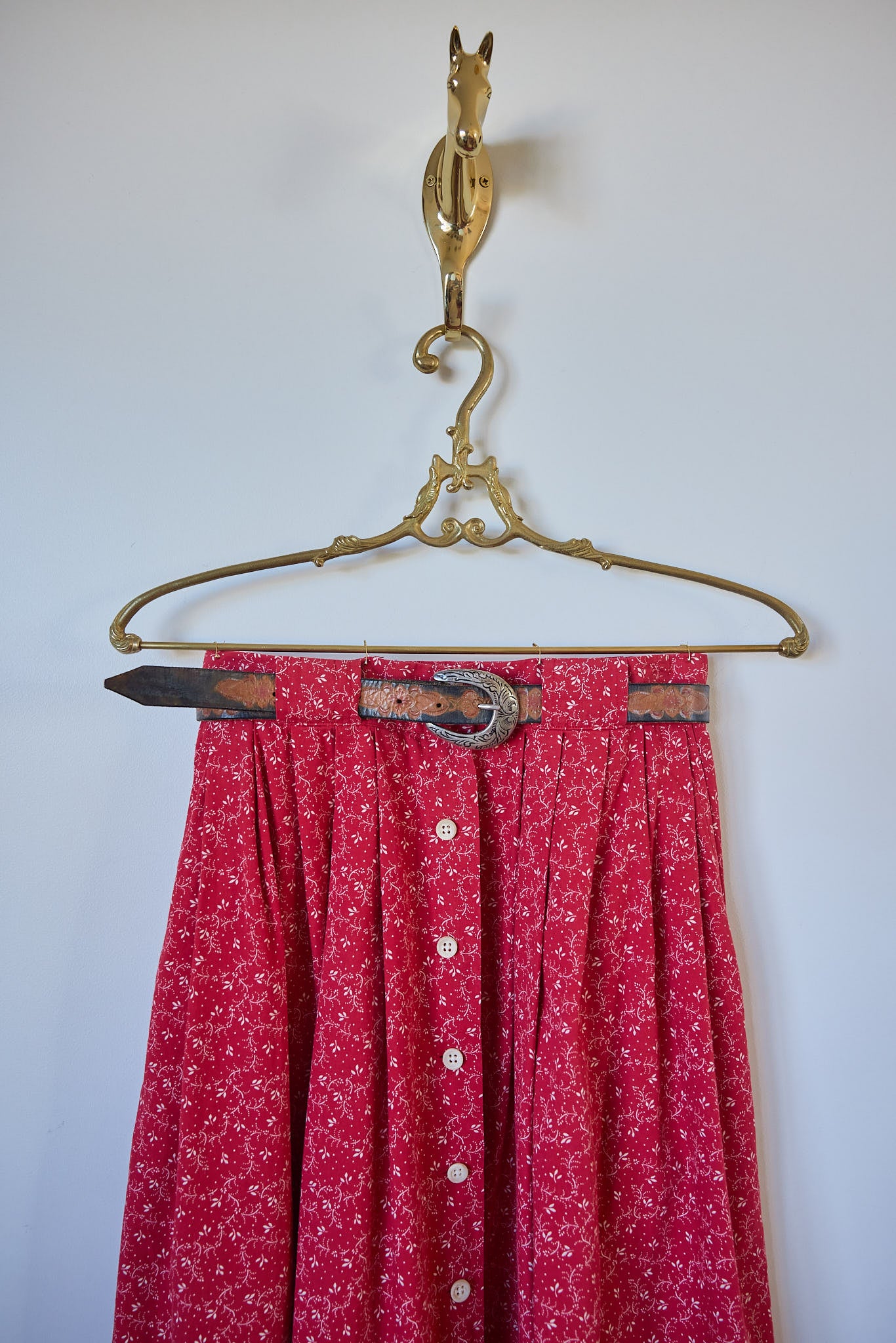 Vintage Ralph Lauren Red Floral Cotton Skirt