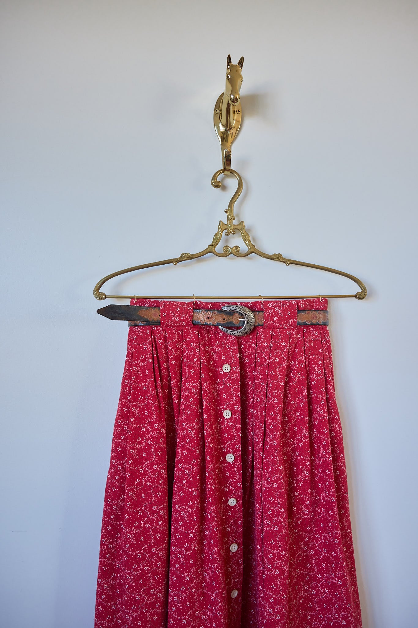 Vintage Ralph Lauren Red Floral Cotton Skirt