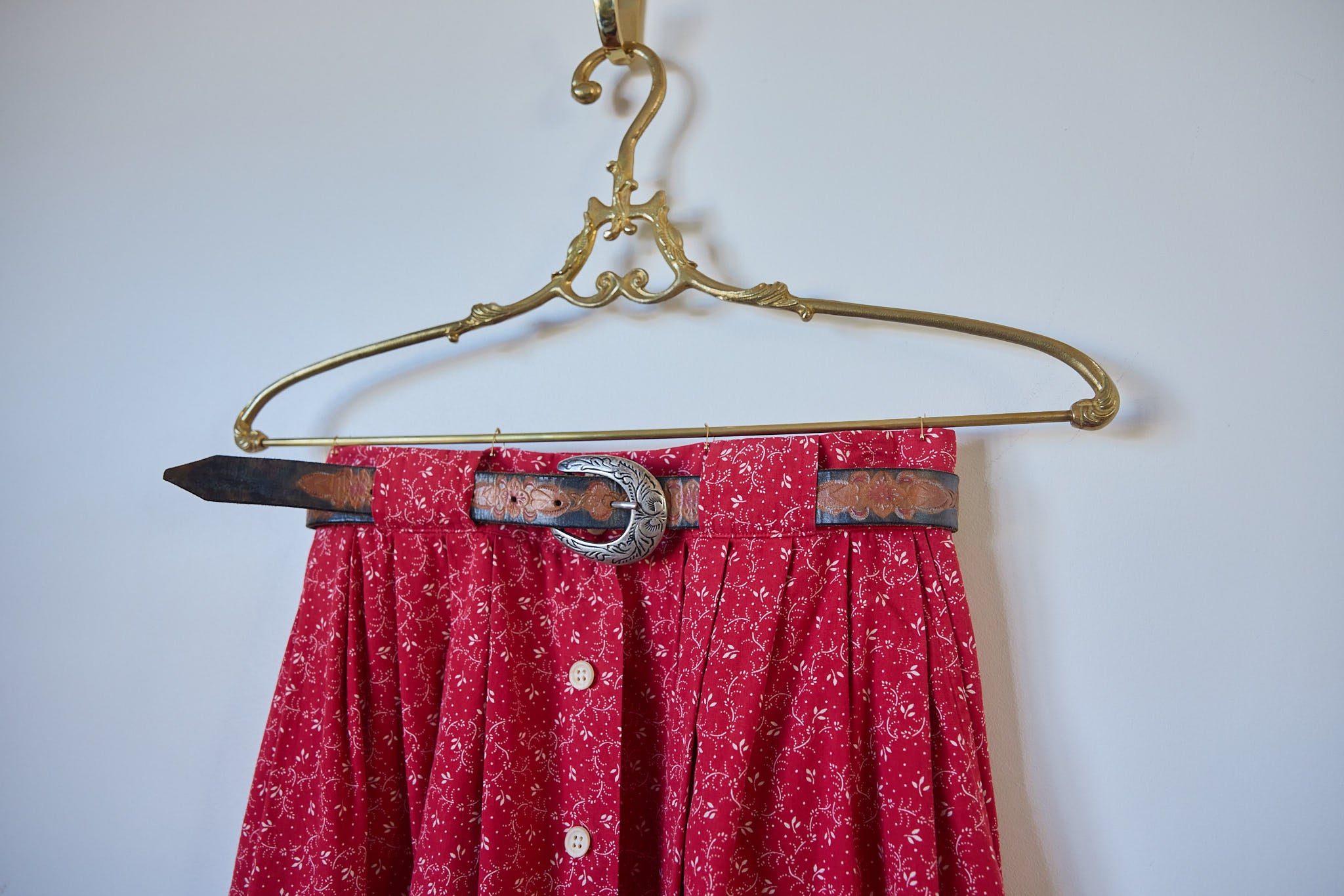 Vintage Ralph Lauren Red Floral Cotton Skirt