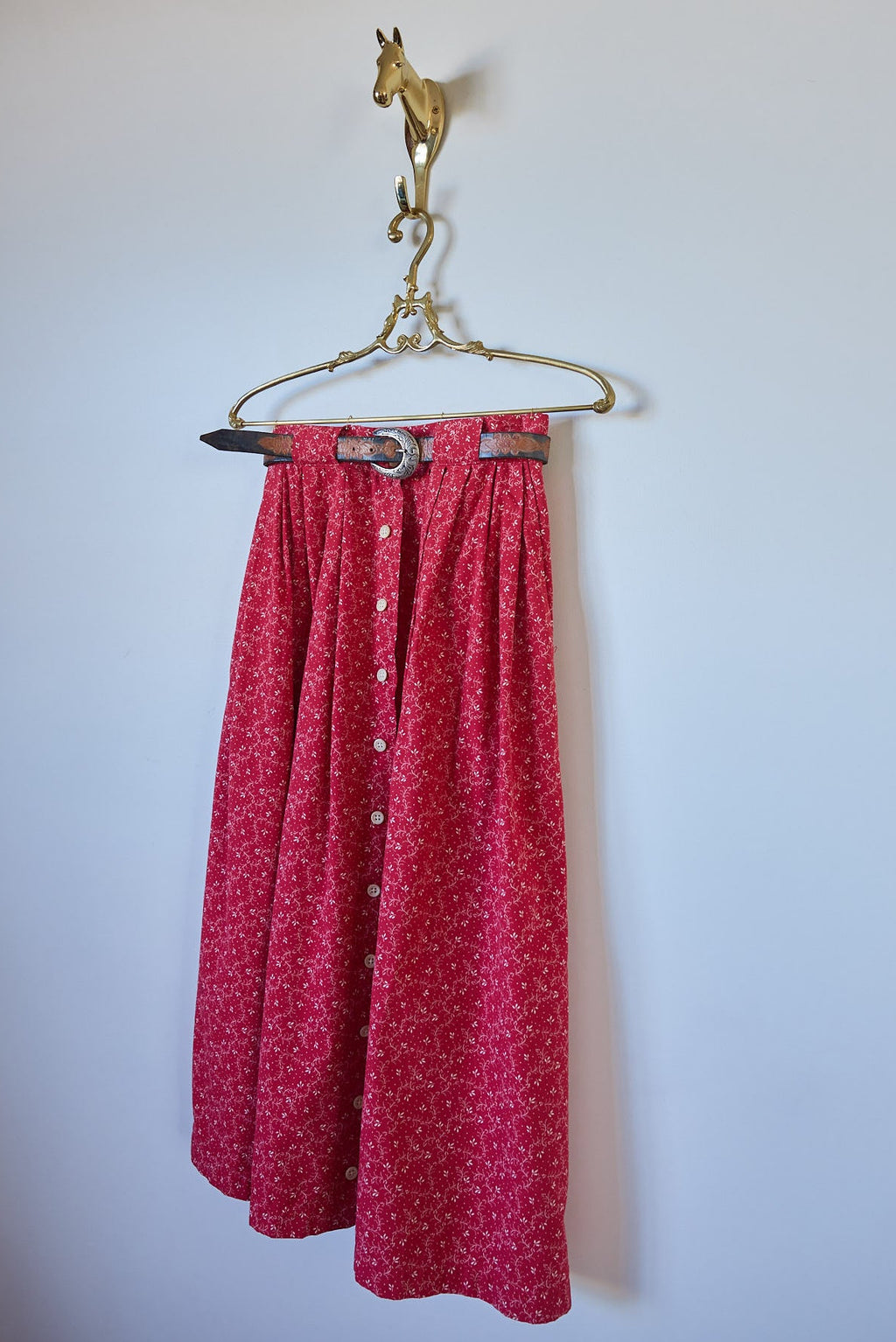 Vintage Ralph Lauren Red Floral Cotton Skirt