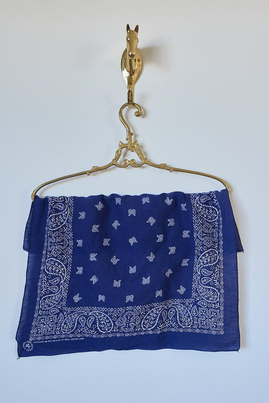 Vintage Wamcraft Navy Blue Bandana, Made in USA