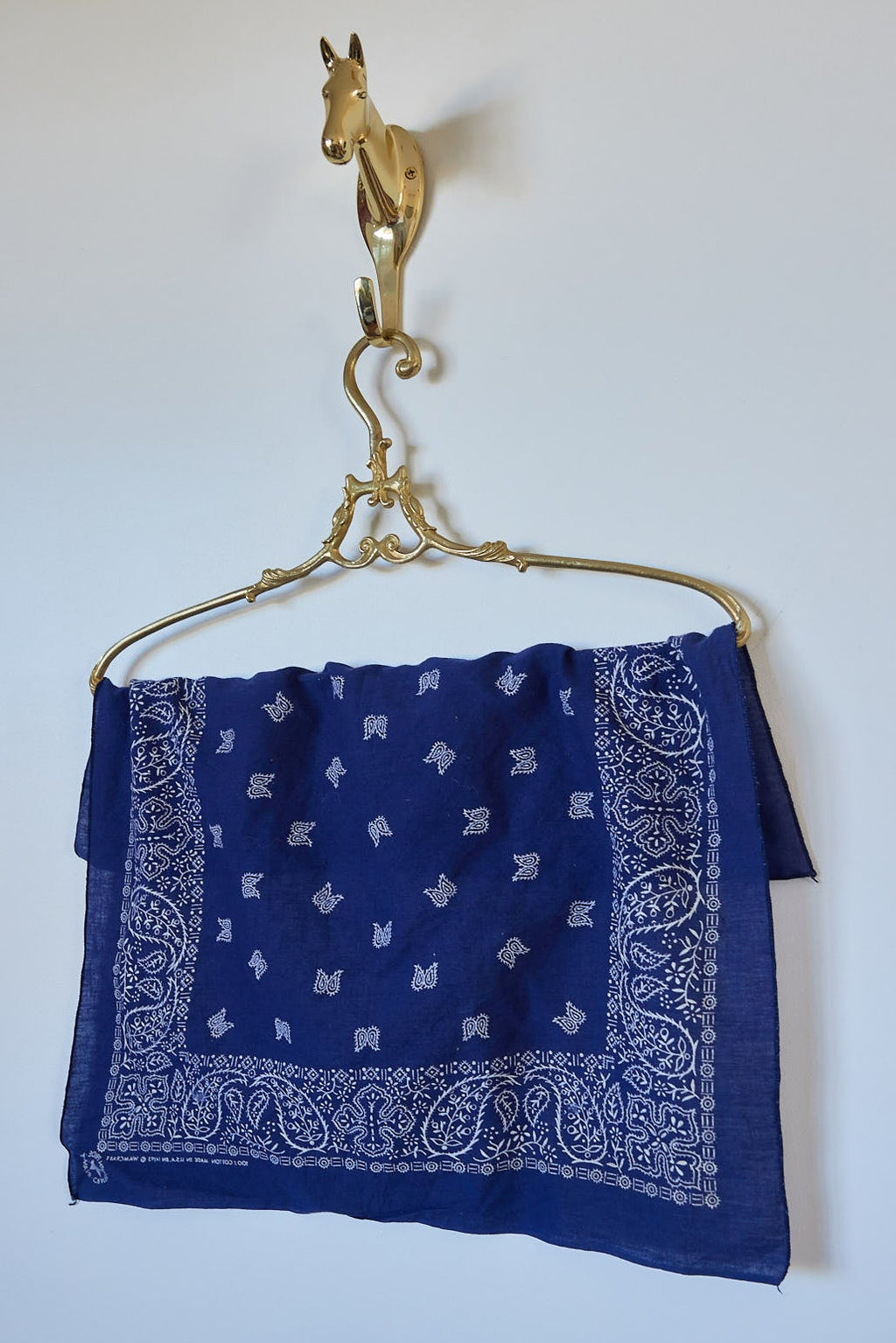 Vintage Wamcraft Navy Blue Bandana, Made in USA