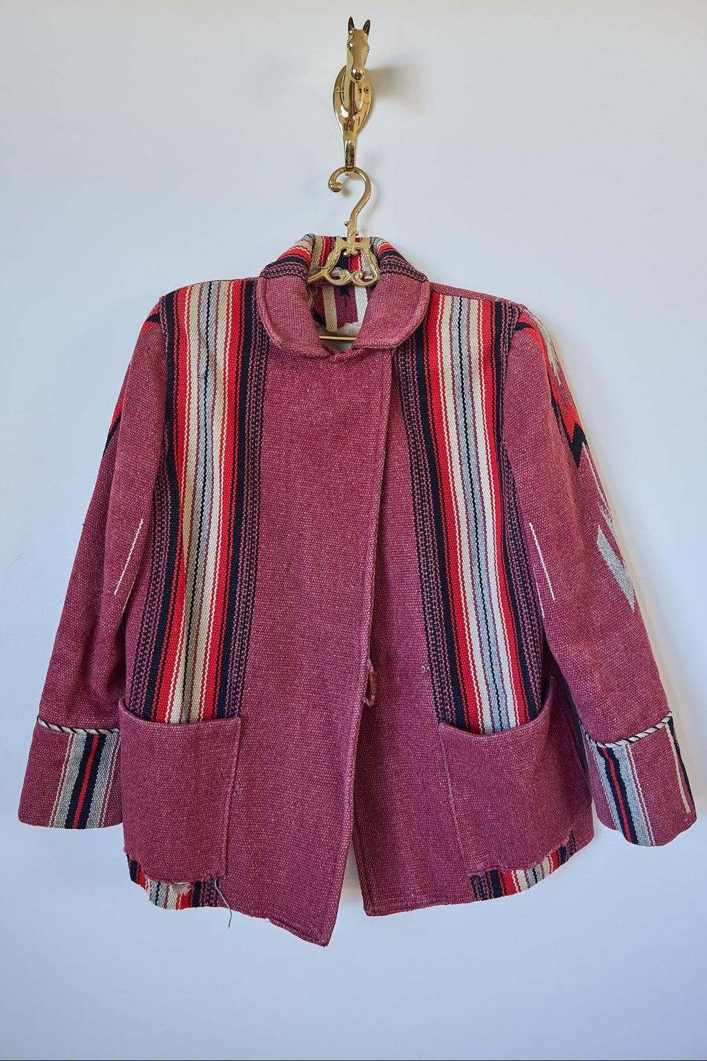 Vintage Chimayo Blanket Jacket  Handwoven New Mexico Wool