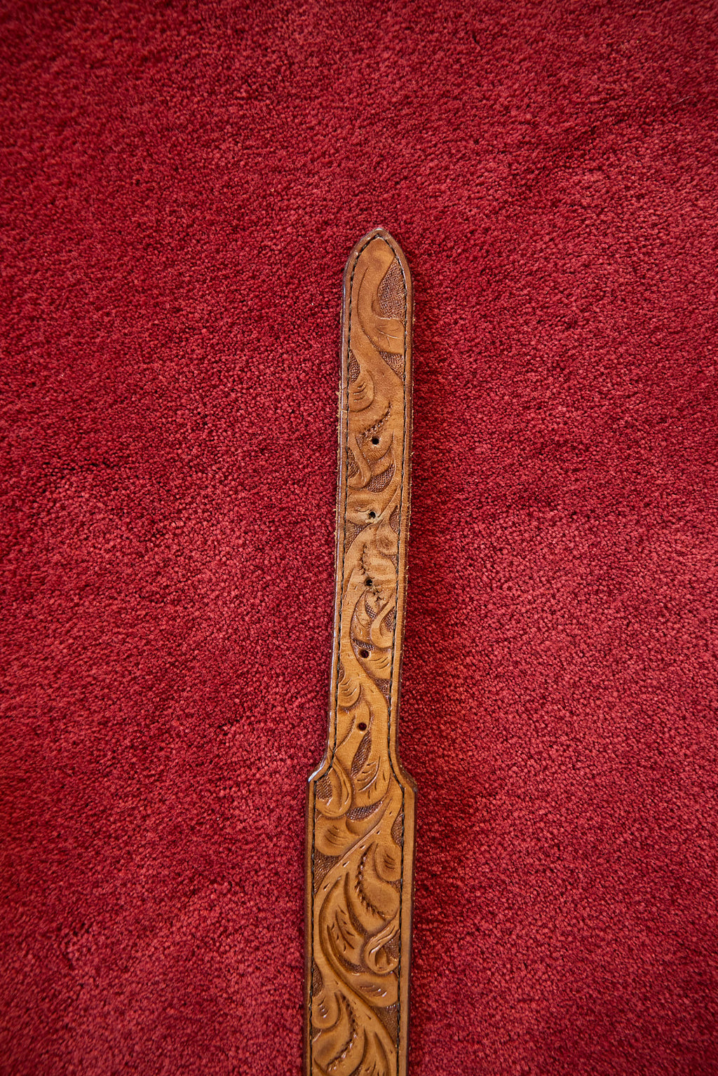 Vintage Tooled Leather Western Belt, No Buckle