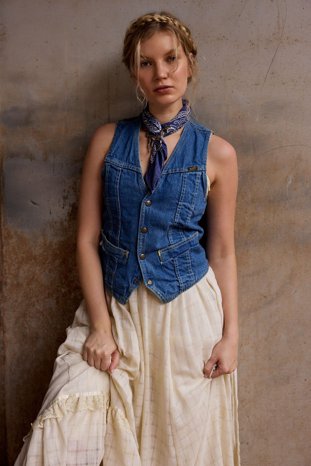 Vintage Wamcraft Navy Blue Bandana, Made in USA