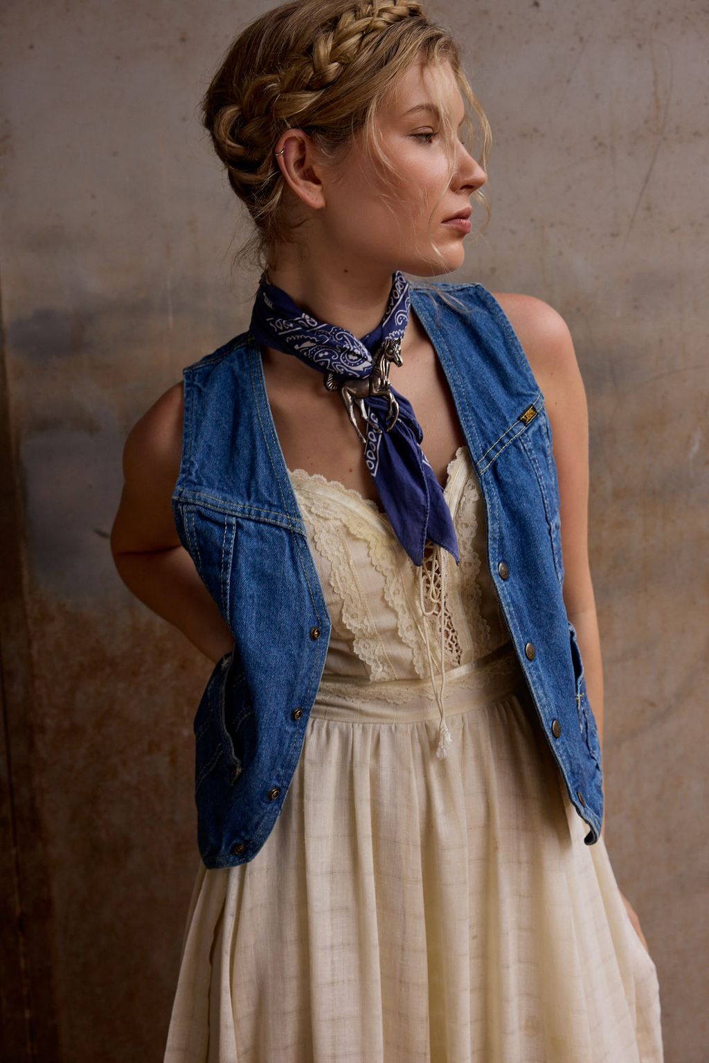 Vintage Wamcraft Navy Blue Bandana, Made in USA