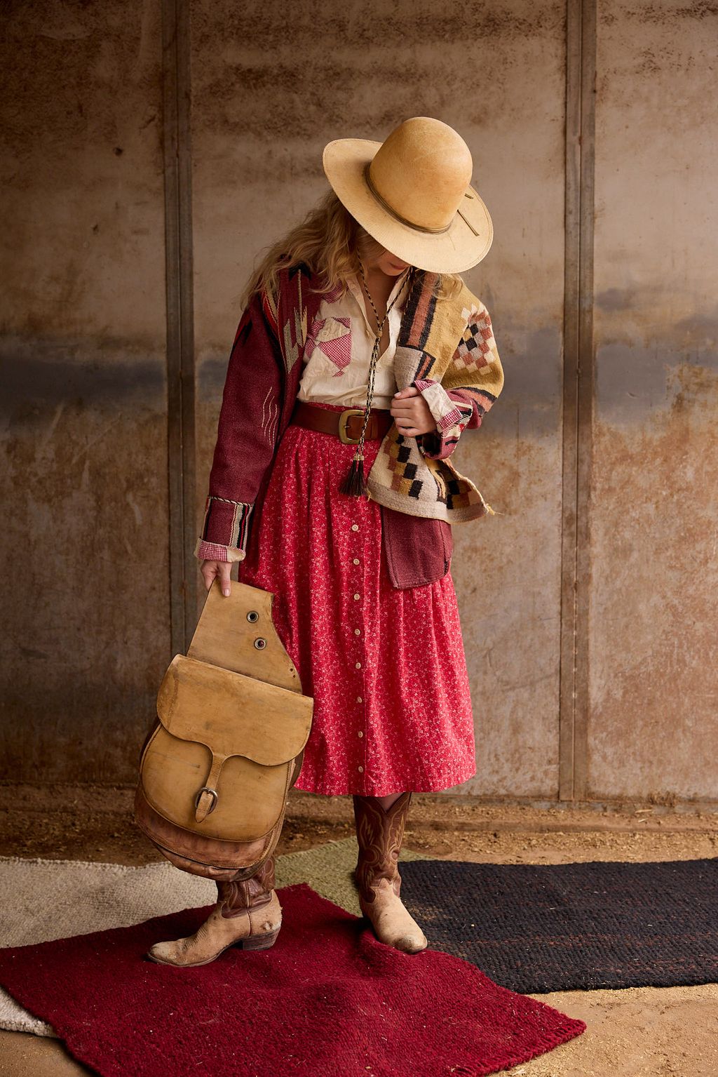 Vintage Ralph Lauren Red Floral Cotton Skirt