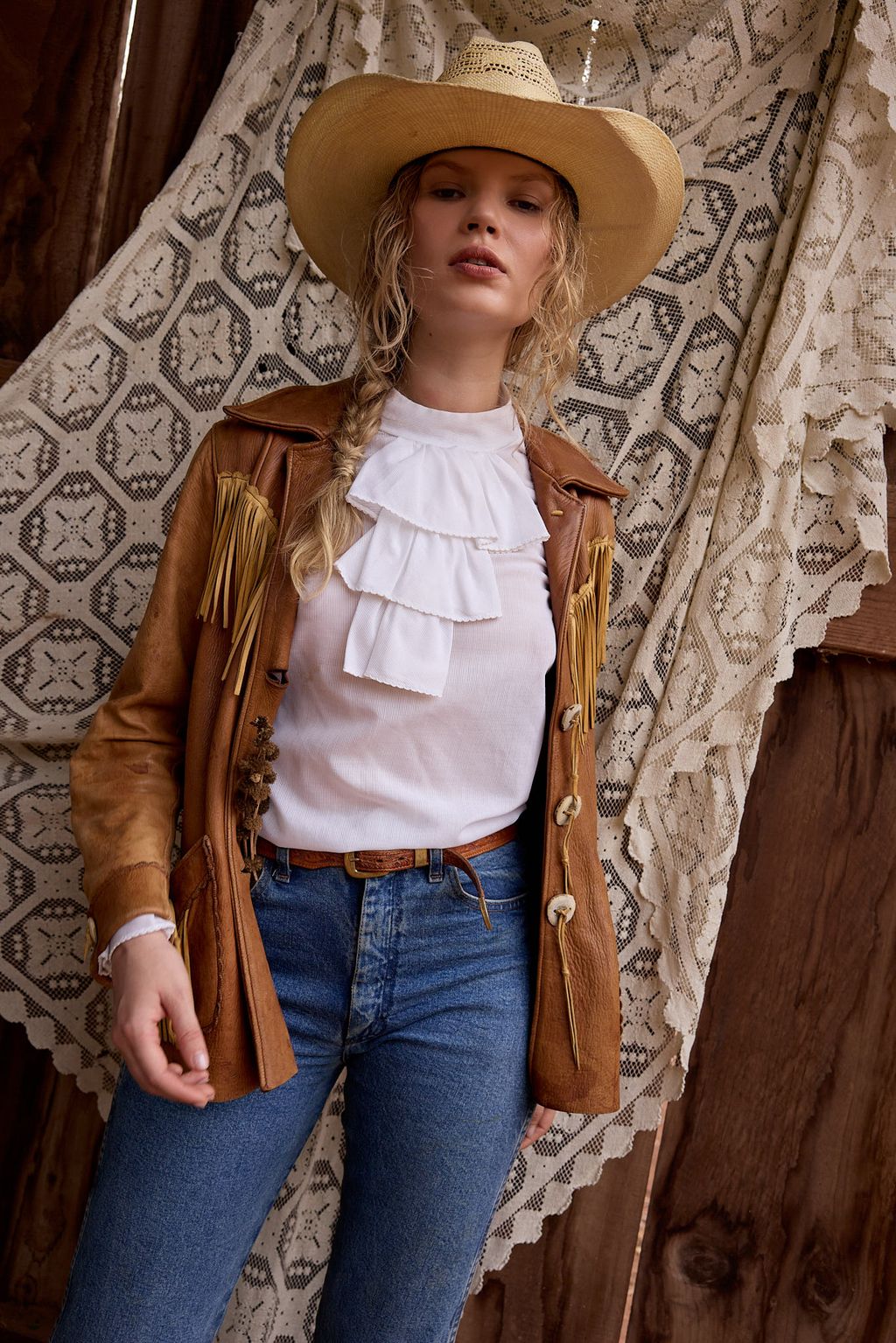 Vintage-Style Handmade White Ruffle Blouse – Cotton, Button-Back Closure