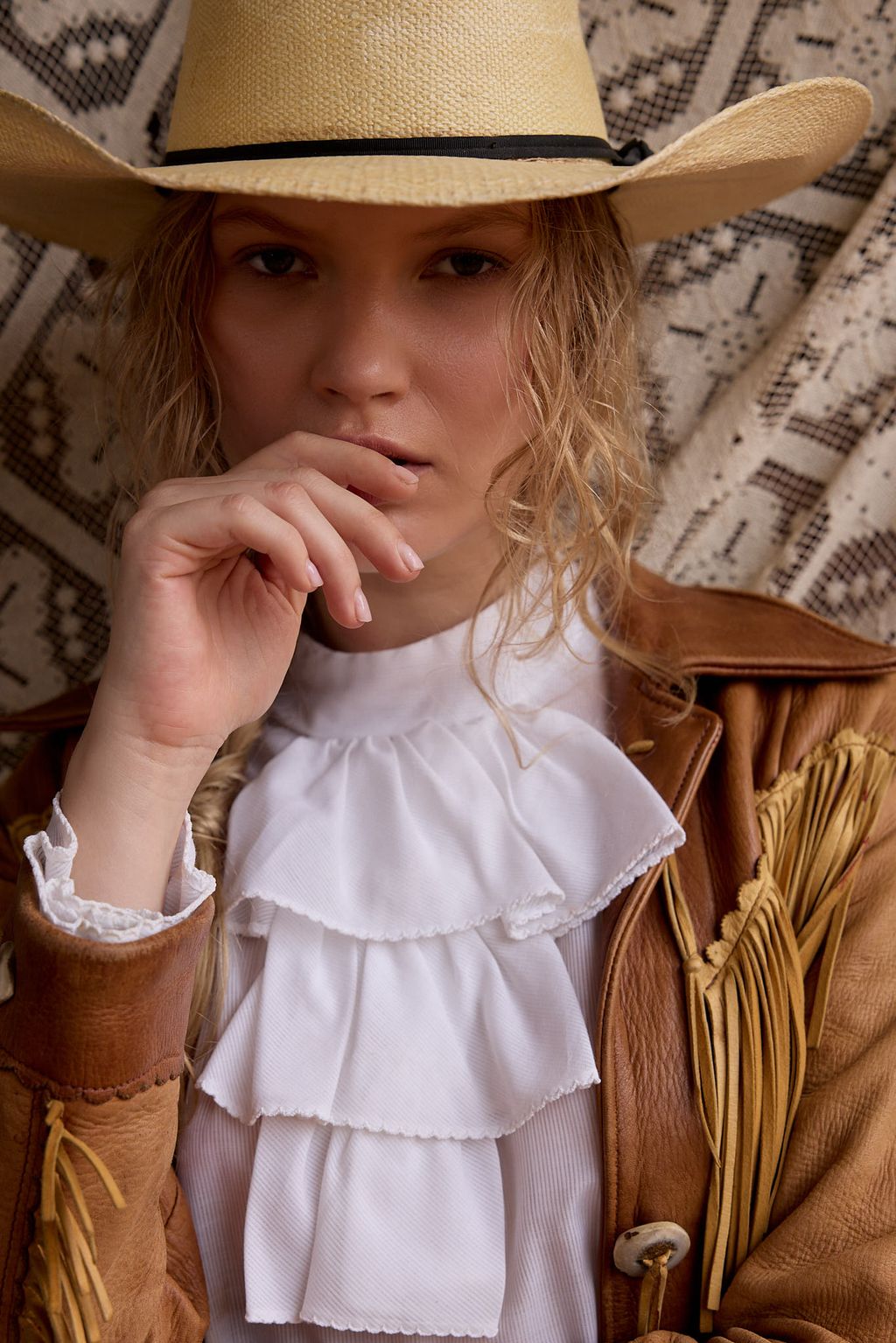Vintage-Style Handmade White Ruffle Blouse – Cotton, Button-Back Closure