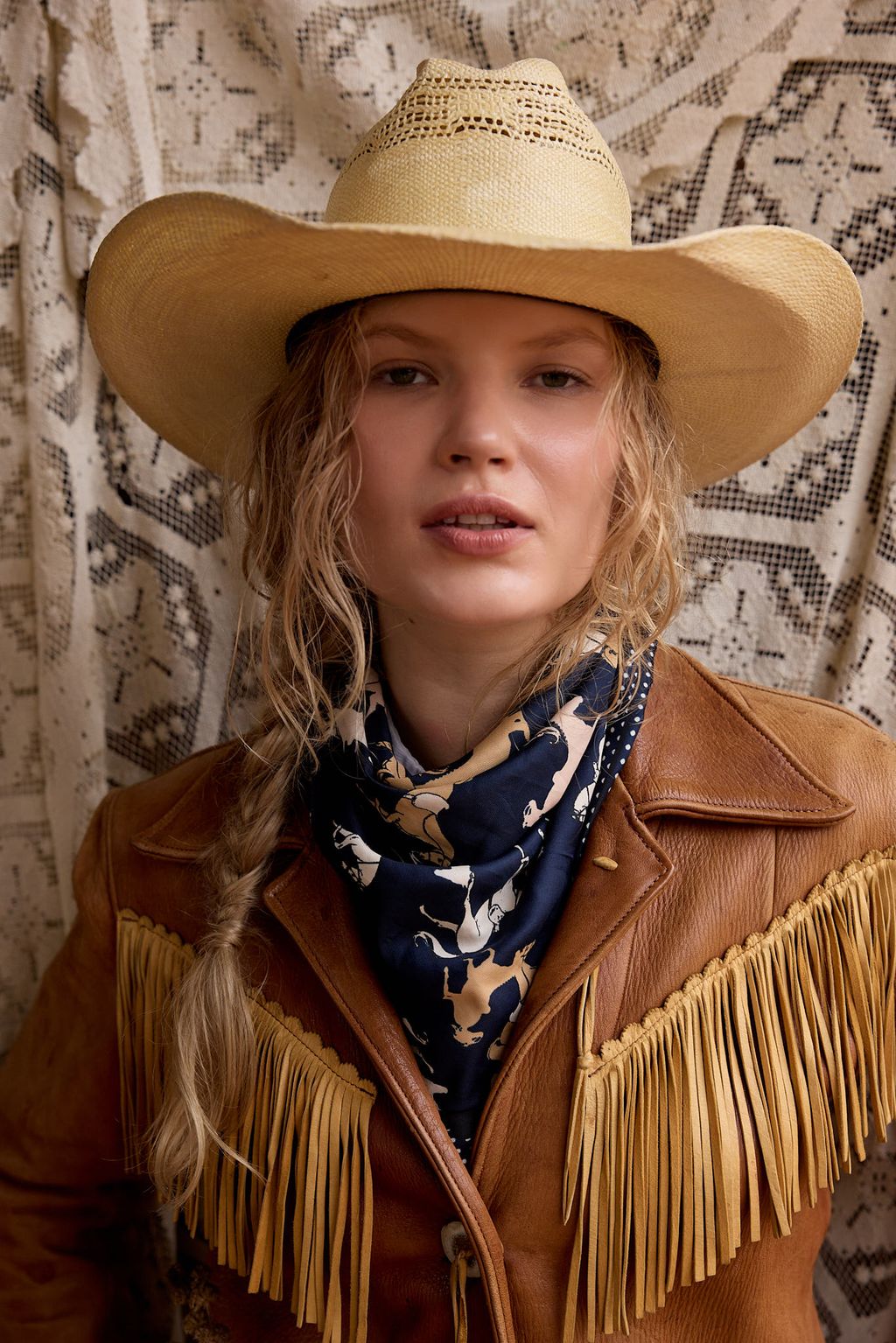 Vintage Equestrian Print Silk-Feel Scarf