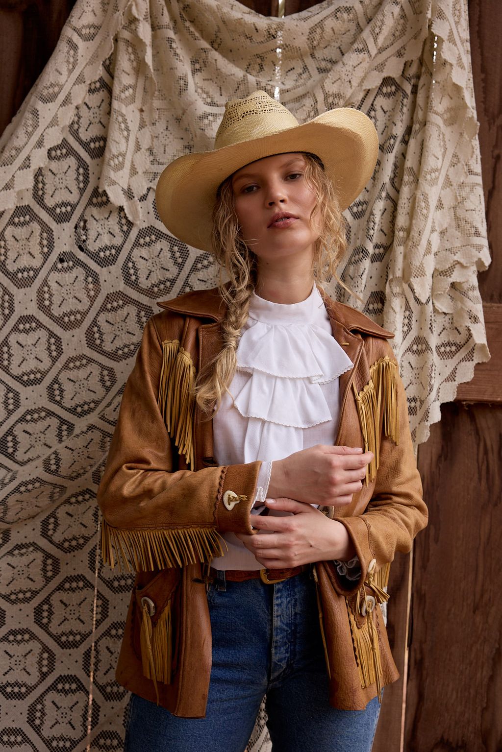 Vintage-Style Handmade White Ruffle Blouse – Cotton, Button-Back Closure